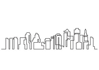 continuous line drawing of big city skyline PNG image with transparent background