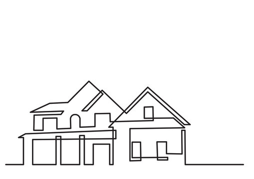 continuous line drawing of residential house PNG image with transparent background