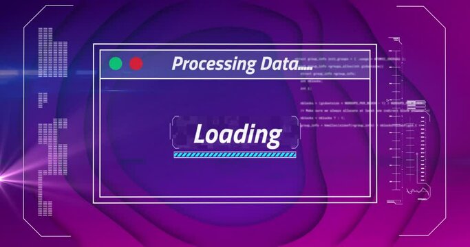 Animation of data processing over screen