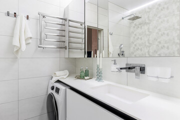 Bright elegant bathroom interior in a luxury house