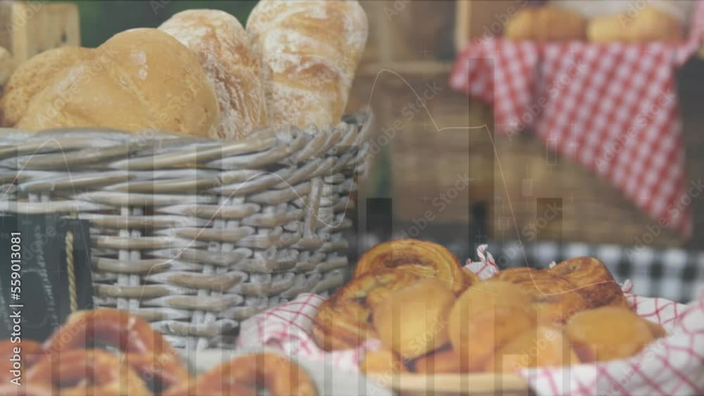 Poster animation of data processing over bakery