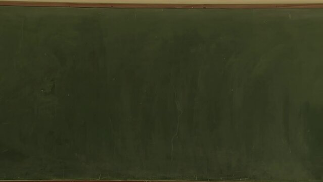 Blank Green Chalkboard inside a Class in School.