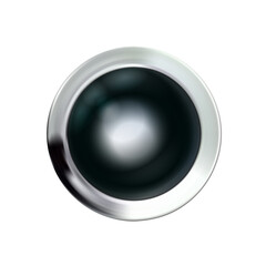 Glossy realistic chrome black button silvery. Circle geometric icon technology, stainless steel for logo, design concepts, interfaces, apps or ad. Engine start. png