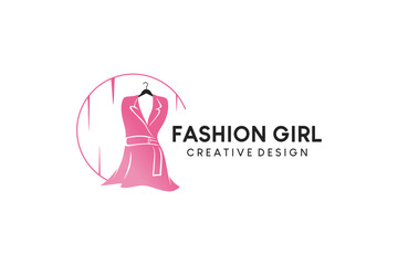 Woman fashion dress logo design and beauty lifestyle