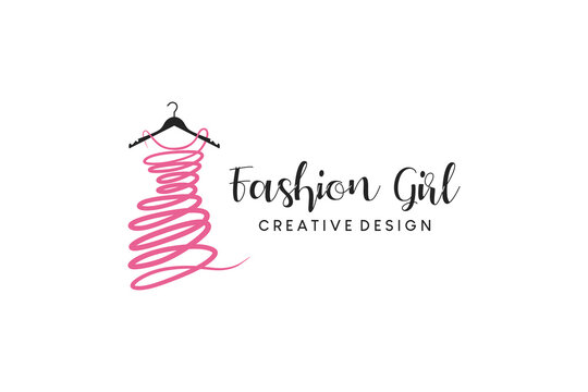 Creative abstract woman beauty fashion dress logo design