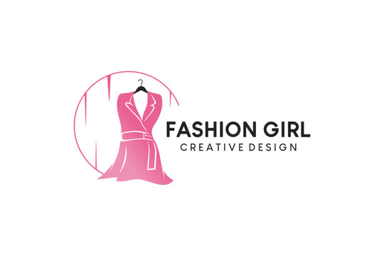 Woman fashion dress logo design and beauty lifestyle