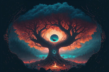 Yggdrasil from norse mythology known for being the tree of life. Generative ai