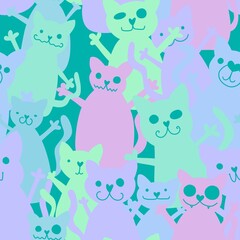 Halloween animals seamless toys cats pattern for wrapping paper and kids clothes print and fabrics