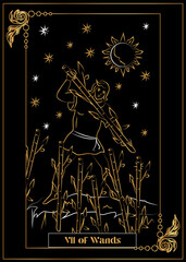 the illustration - card for tarot - VII of Wands.
