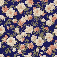 beautiful seamless pattern with flowers, ai