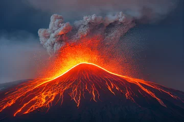 Fotobehang volcanic eruption in hawaii with lava, generative AI © Paulina