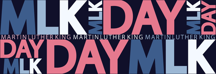 Lettering Martin Luther King, seamless pattern, holiday banner or paper wrapping.