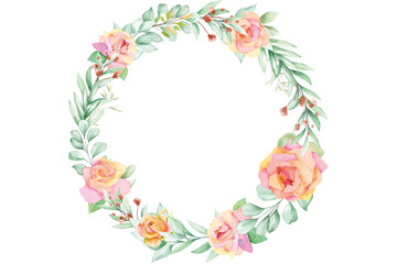 Fototapeta na wymiar Flower Wreath - Watercolor Flower Vector Graphic - Floral Illustration - Vector - Wild Flowers - Leaf - Leaves - Collection - Nature - Transparent - Isolated - Illustrator - AI EPS SVG PNG JPG