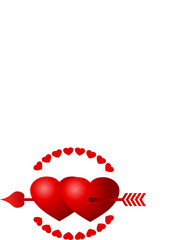 Drawing design of a pair of red hearts. Can be used for glasses, mugs, invitations, decorations, sticker, etc.