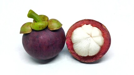 Fresh mangosteen isolated on a white background 