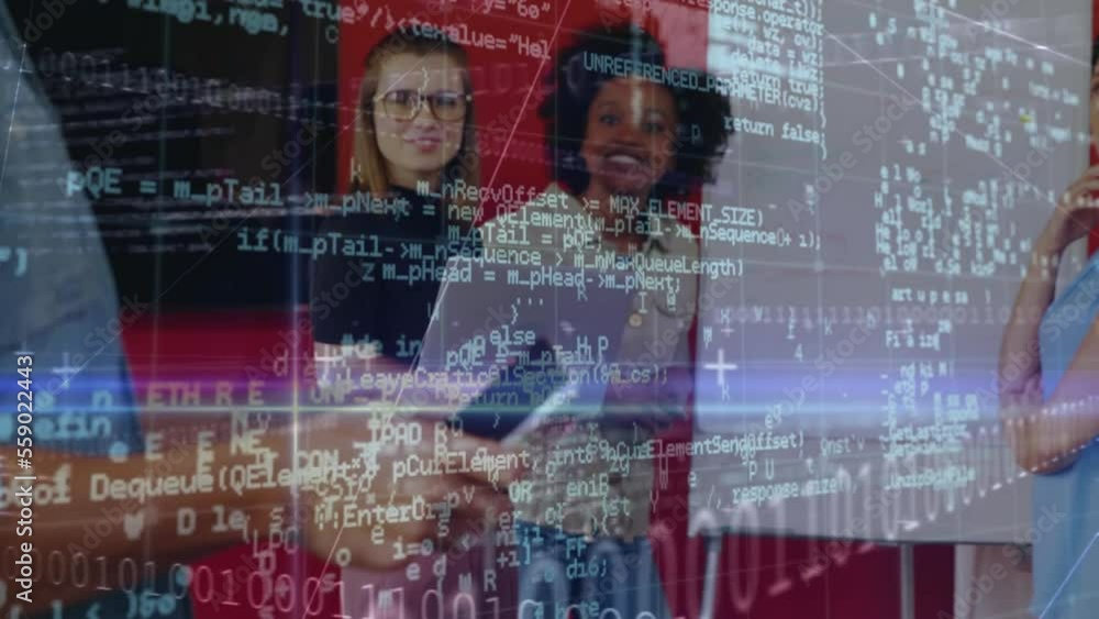 Poster animation of data processing over man using smartphone