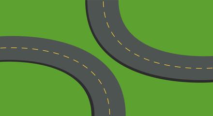 Fototapeta premium illustration of a road vector on a green background