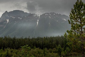 Rain settles over Silverthorn Creek Banff National Park Alberta Canada