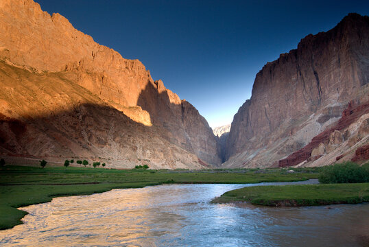 Early Morning Sun Lights Up Mountain Peaks.