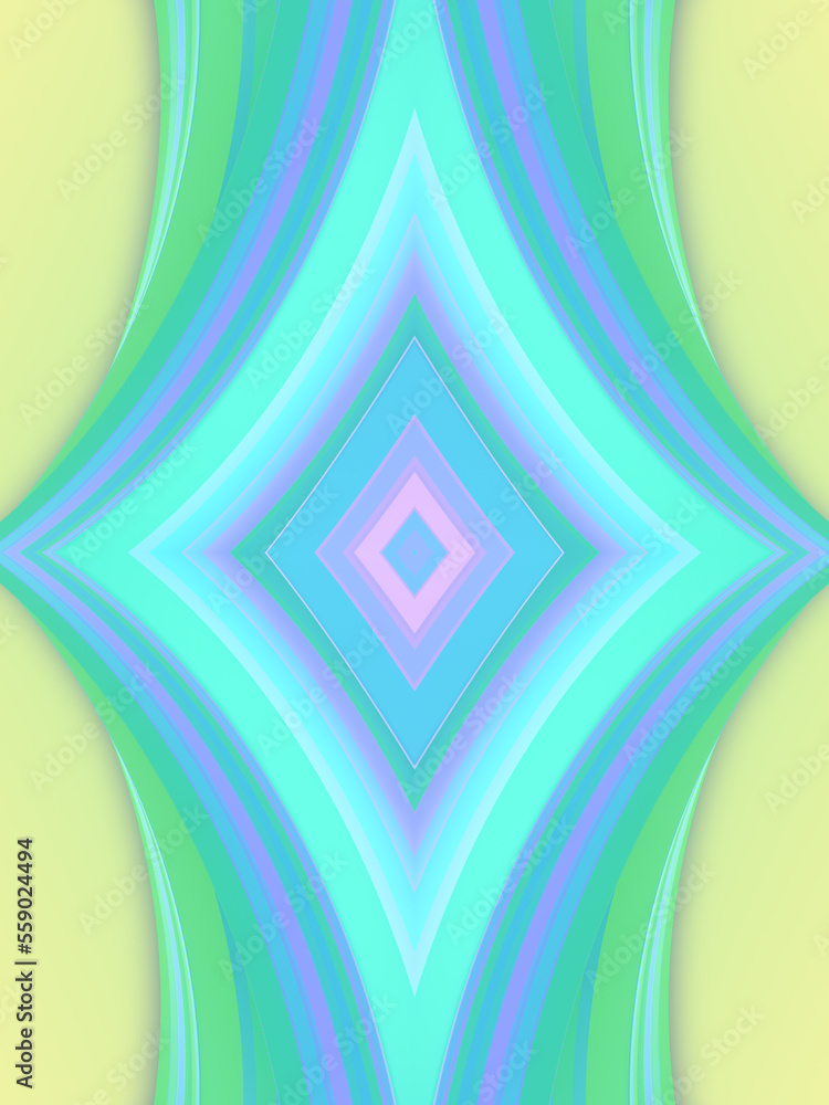 Poster kaleidoscopic pattern of geometric shapes with trendy gradient. futuristic background. 3d rendering 