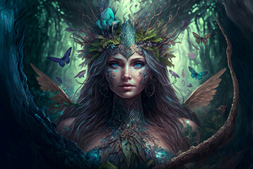 Elf fairy queen AI generative © warpaintcobra