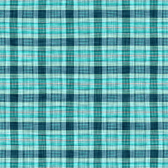 Teal rustic coastal beach house check fabric tile. Seamless sailor flannel textile gingham repeat swatch.