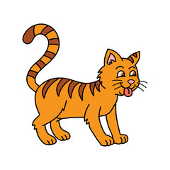 Cat vector illustration. Cute cartoon cat. Cat hand draw isolated.