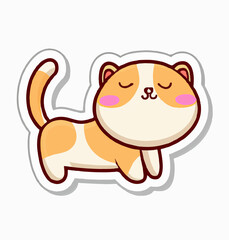 Cute cat sit poses cartoon on white background. Image for card, poster, sticker, baby clothing. Vector Illustration