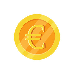 Golden euro isolated coin icon. Vector illustration