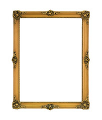Vintage gilded and ornate antique picture frame with transparent background.