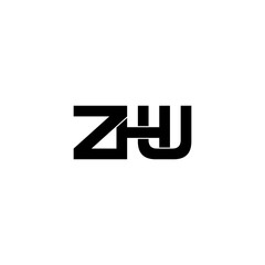 zhu letter initial monogram logo design