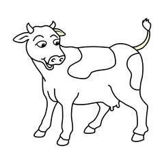 Cow vector illustration. Cute cartoon cow. Farm cow hand draw isolated.