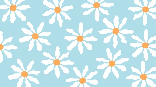 White and orange flowers on a blue background © Peter Produced