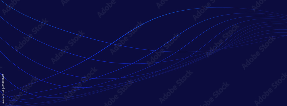 Poster abstract blue technology background with light striped lines wave. light effect of neon glow. copy s