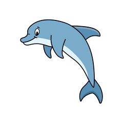 Dolphin vector illustration. Cartoon Dolphin. Dolphin hand draw isolated.