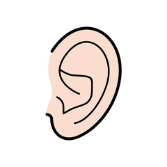 Ear vector illustration. Cartoon ear. Ear hand draw isolated.