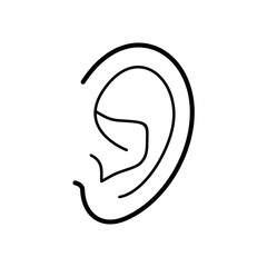 Ear vector illustration. Cartoon ear. Ear hand draw isolated.