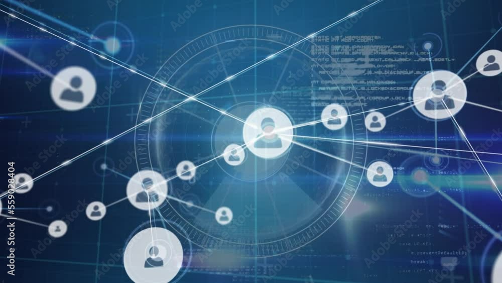 Poster animation of network of connections over data processing