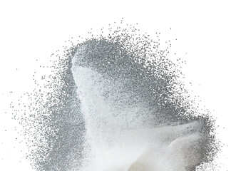 Million of white sand explosion, Photo image of falling down shower snow, heavy snows storm flying....