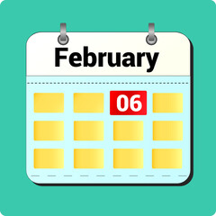 day on the calendar, vector image format, February 6