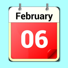 day on the calendar, vector image format, February 6