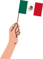 Diverse Race Of Hand Holding Flag Of Mexico