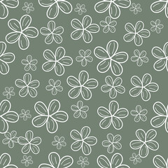 Floral seamless pattern. Pretty pattern in small flowers. Small white flowers. Hand drawn flowers background. vector illustration