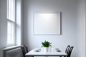 Fototapeta na wymiar Living room mock up, mock up blank painting in the room, minimalist room painting 