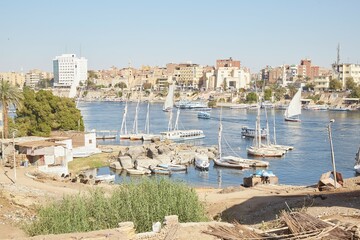 The View of the Nile River from Elephantine Island in Aswan