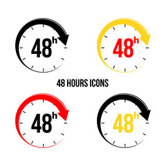 48 hours icons. 48 Hour Time Icons. Clock with arrow. vector illustration