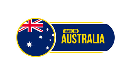 Made in Australia. Product packaging label with Australian flag. Vector illustration
