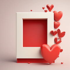 Valentine's Day heart frame border, Generative AI - obrazy, fototapety, plakaty