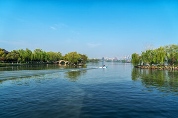 Fototapeta na wymiar Ancient architectural landscape of Nanhu Park, Jiangsu