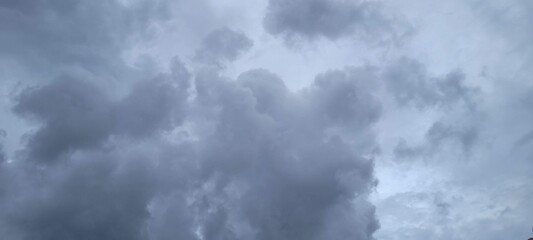 Landscape, gray sky with clouds in a dark rainy day